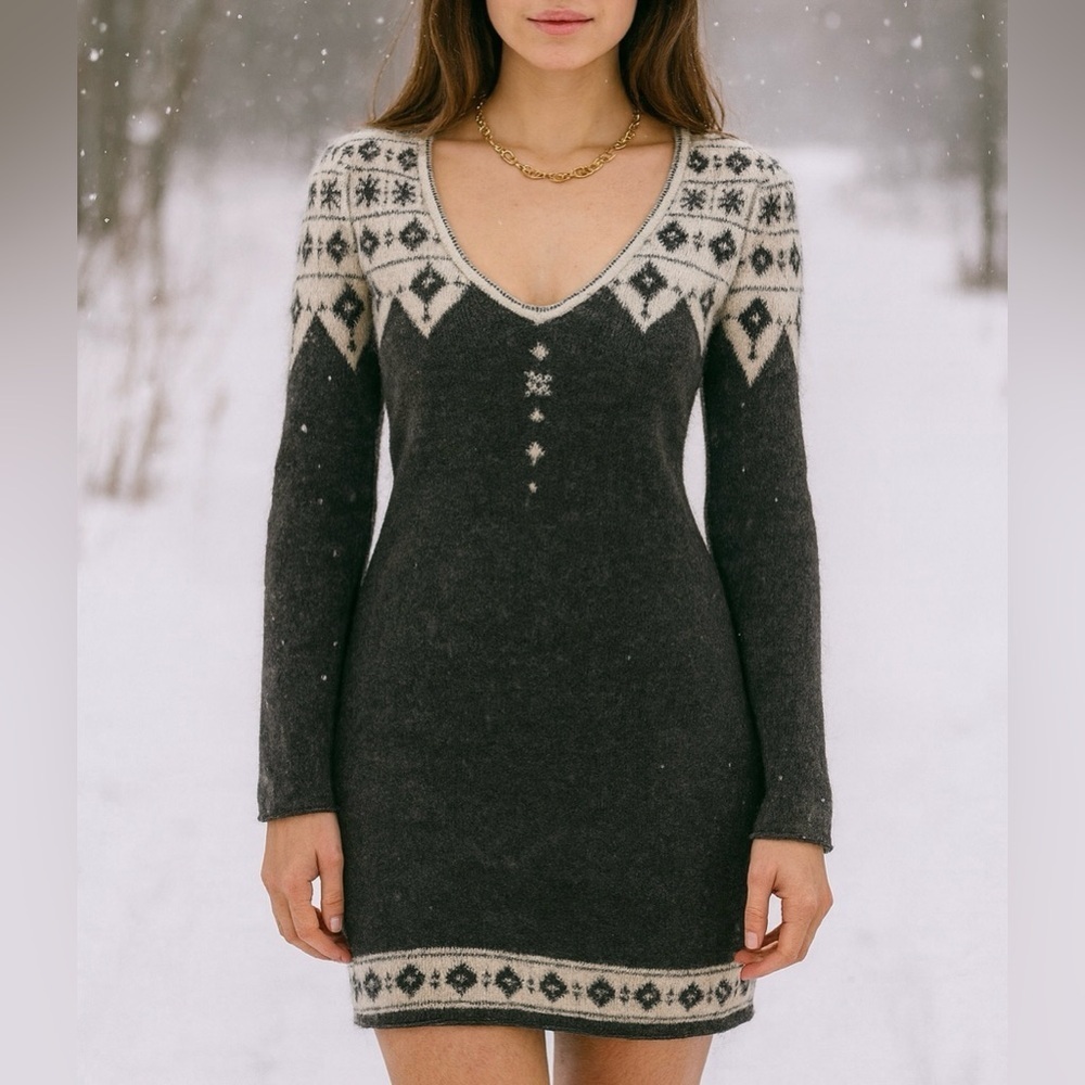 Moda International Fair Isle Knit Sweater Dress (994)